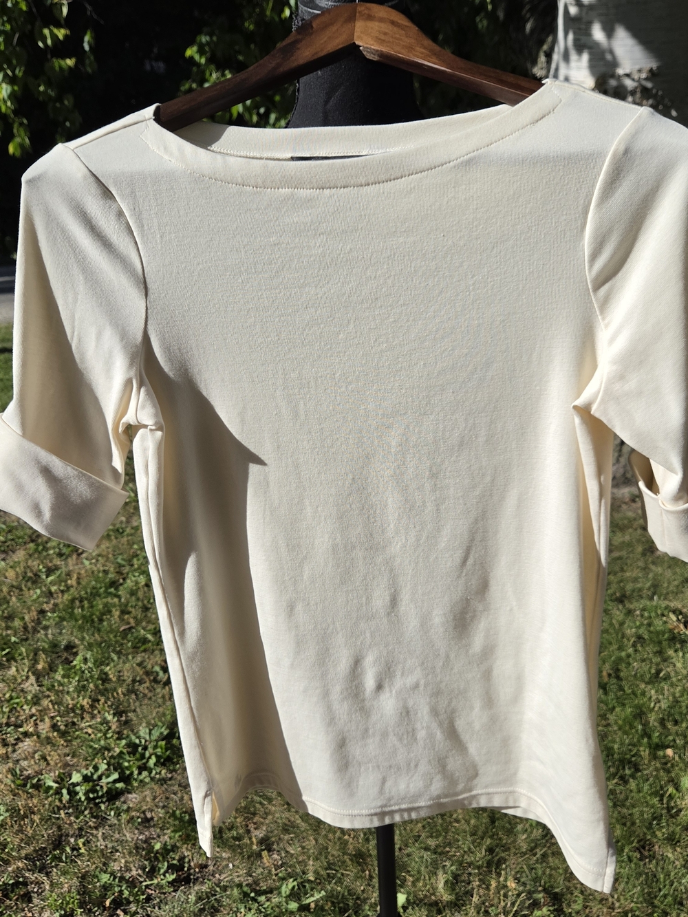 Lauren Ralph Lauren Cream Short Sleeve Boatneck Top